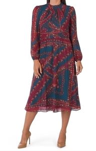 JULIA Jordan Chiffon Long Sleeve Printed Dress